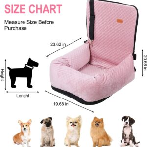 Alternative view of WANZQHONG Dog Car Seat for Small Medium Dogs Up to 40lbs, Detachable Washable Soft Pet Booster Travel Bed for Front & Pink Seat with Safety Leash Belt