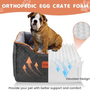 Alternative view of AlfaTok Memory Foam Booster Dog Car Seat with Washable Removable Cover, Elevated Pet Car Seat, Anti-Slip Sturdy Booster Seats for Small Dogs 35lbs, Seat Belt, Storage Pocket, Dog Blankets